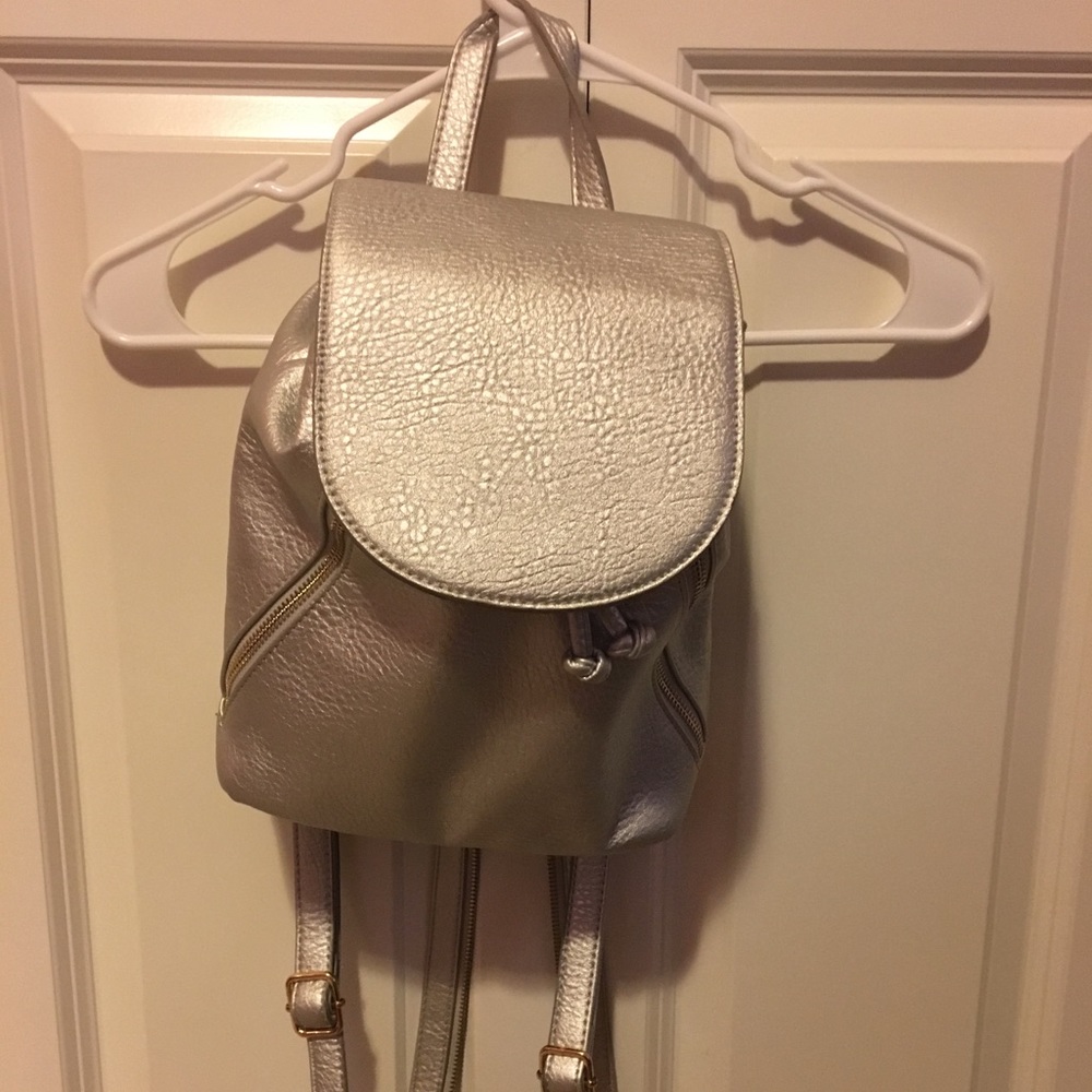 Silver Backpack Purse